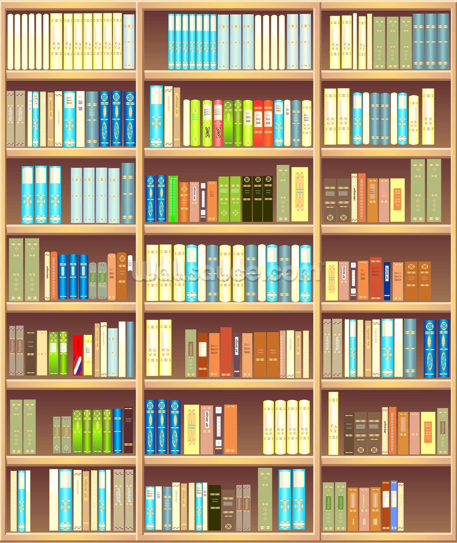 Colourful Bookcase Wallpaper Wall Mural