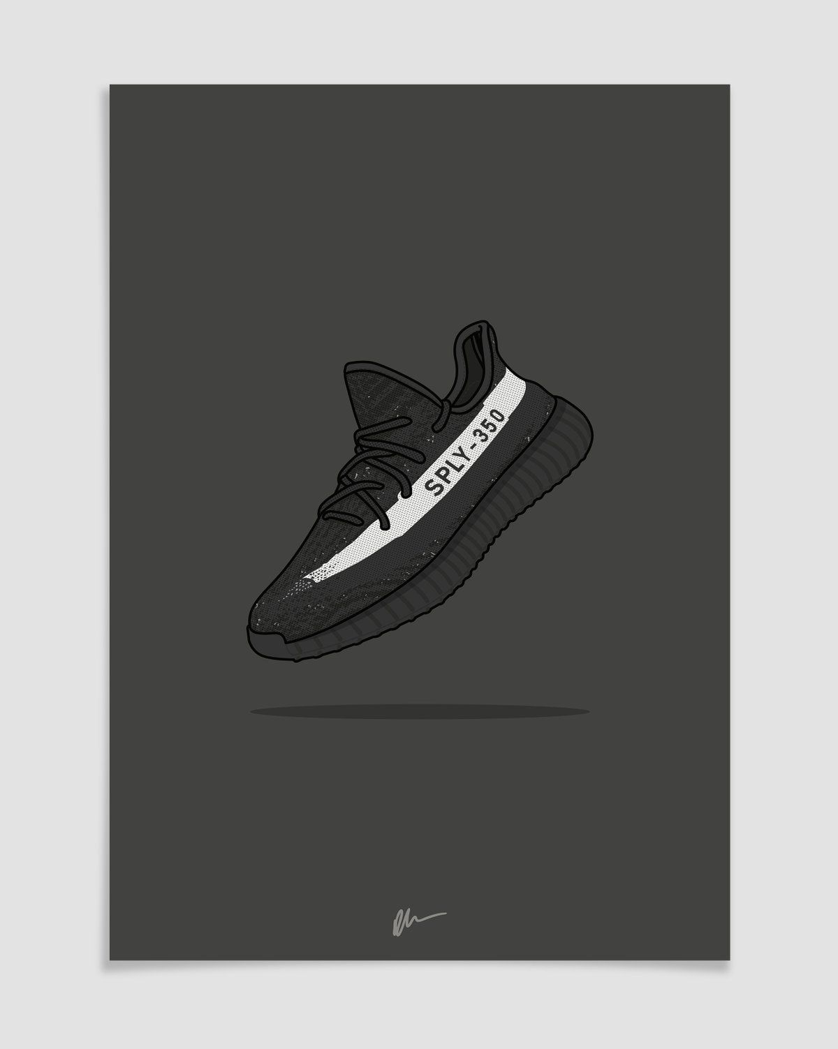 Image of Yeezy 350 v2 Black White Dope art in 2019 Sneakers