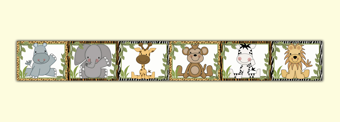 Cute Jungle Animals Wallpaper Border Wall Decals For Baby Boy Nursery