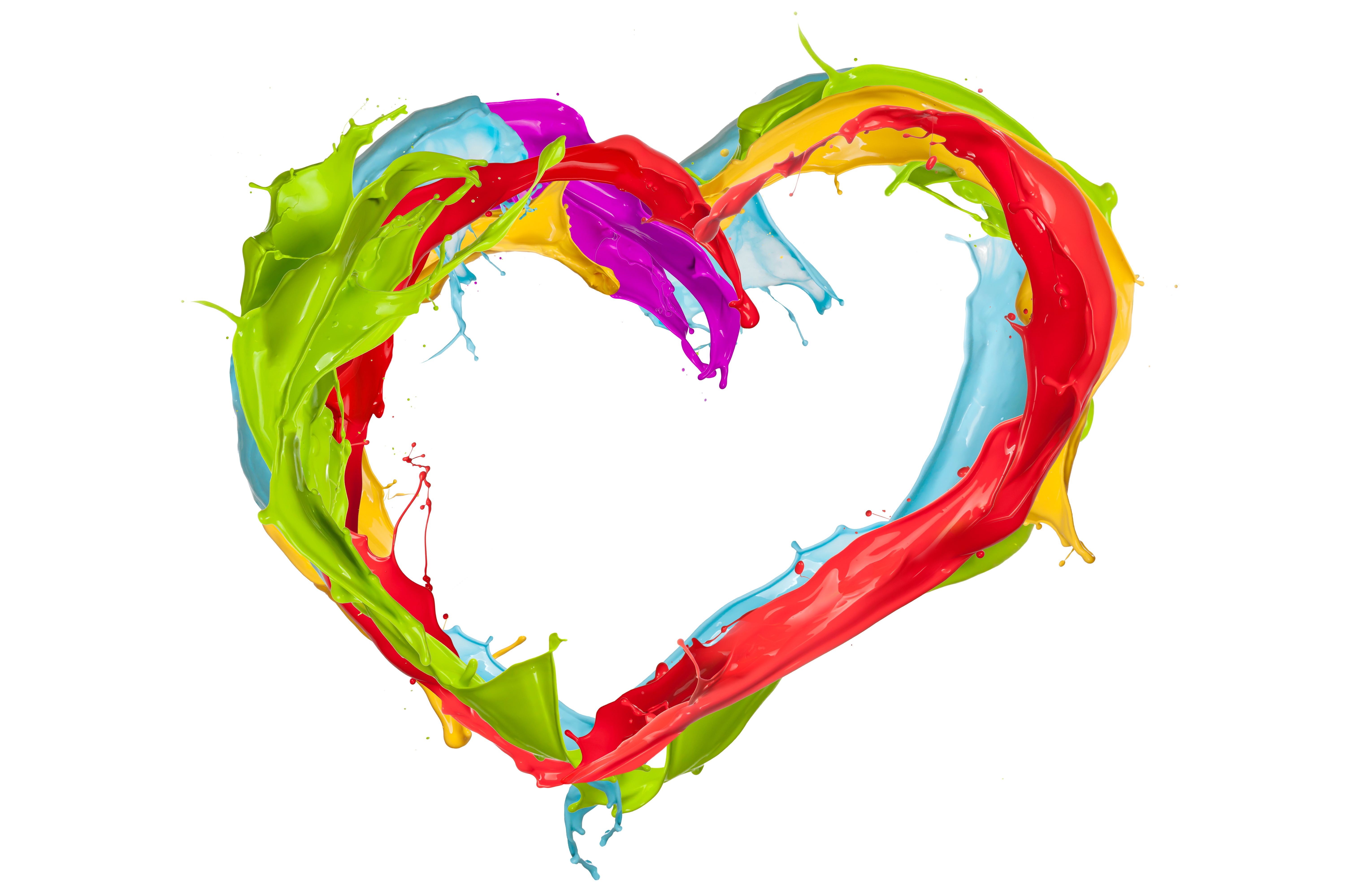 Paint Splash Colors Heart Design Spray Wallpaper