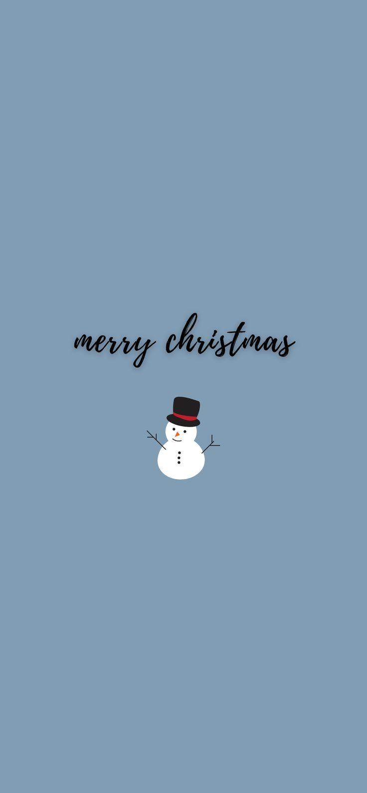 Simple Snowman Aesthetic Wallpaper Merry Christmas