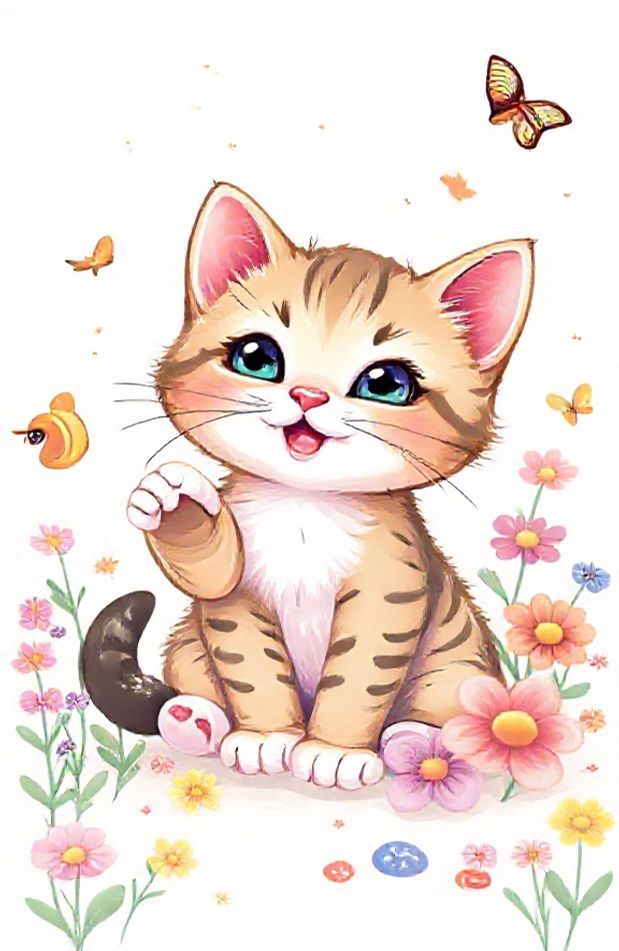 Cute Cartoon Cat Wallpaper