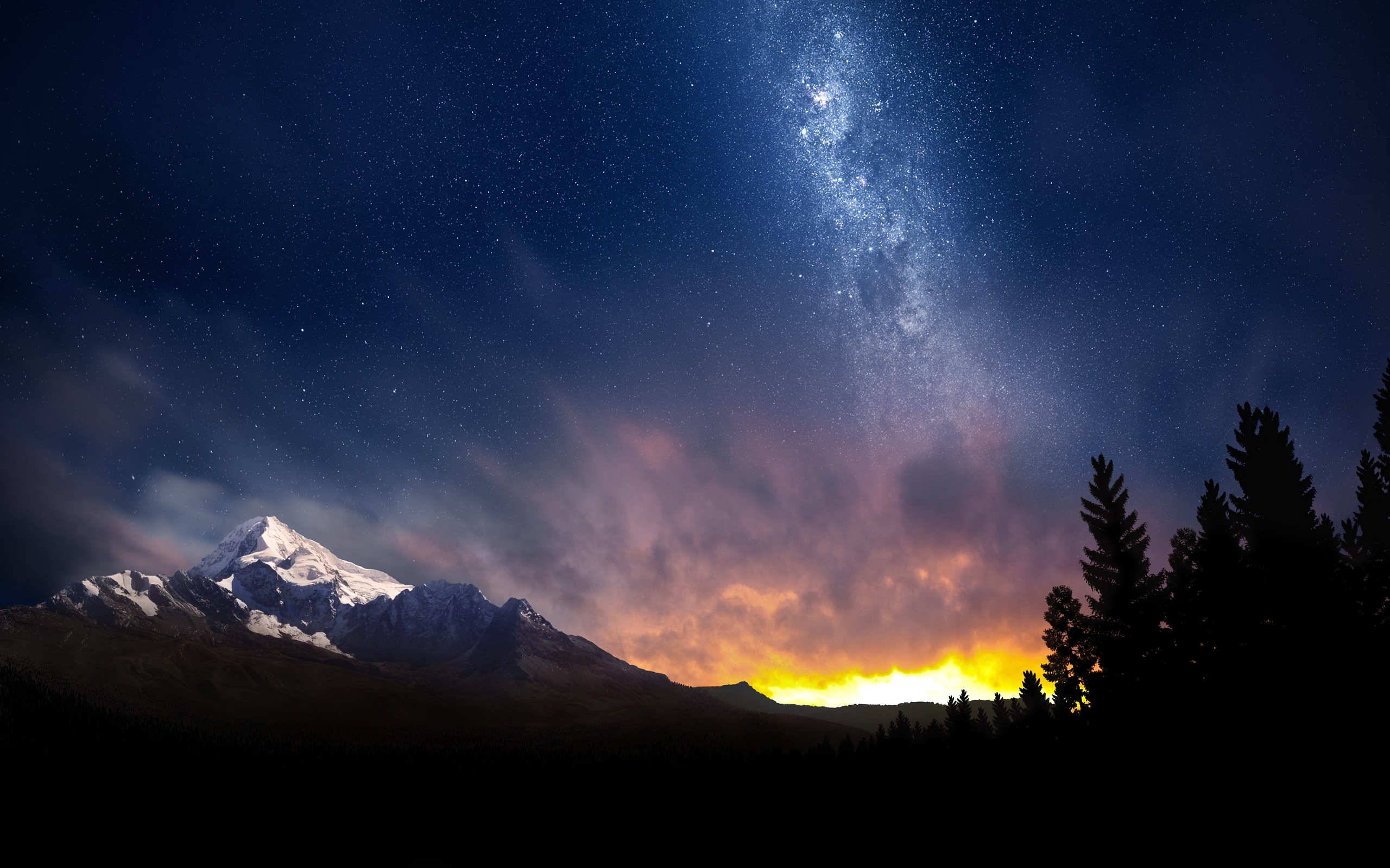 Night Sky Of Northern Lights In Switzerland Desktop Wallpaper