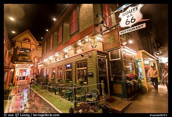 Picture Photo Route Restaurant At Night Bar Harbor Maine Usa