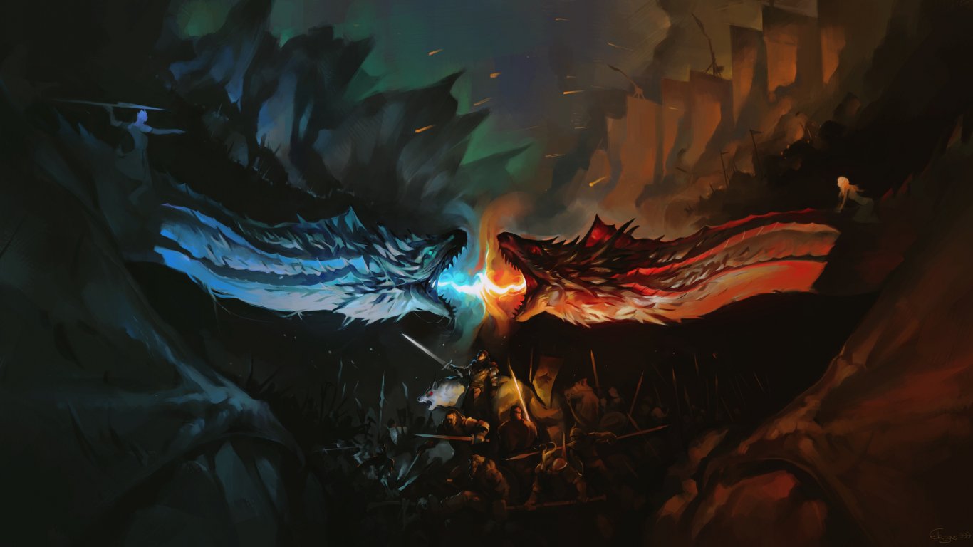 Game of thrones tv series dragons fight fan art wallpaper   KDE Store