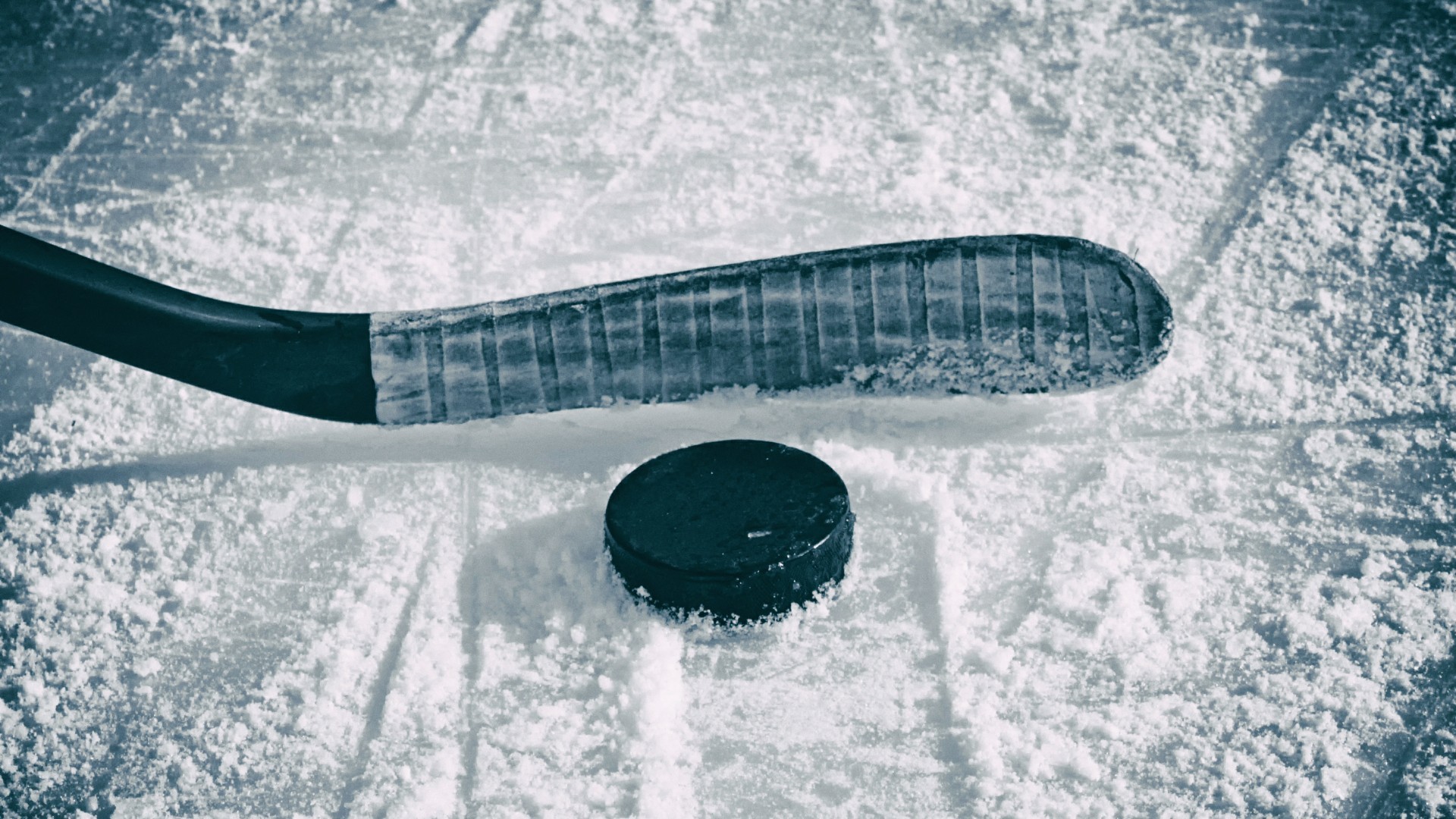 Hockey Stick And Puck On The Ice Wallpaper Data Src