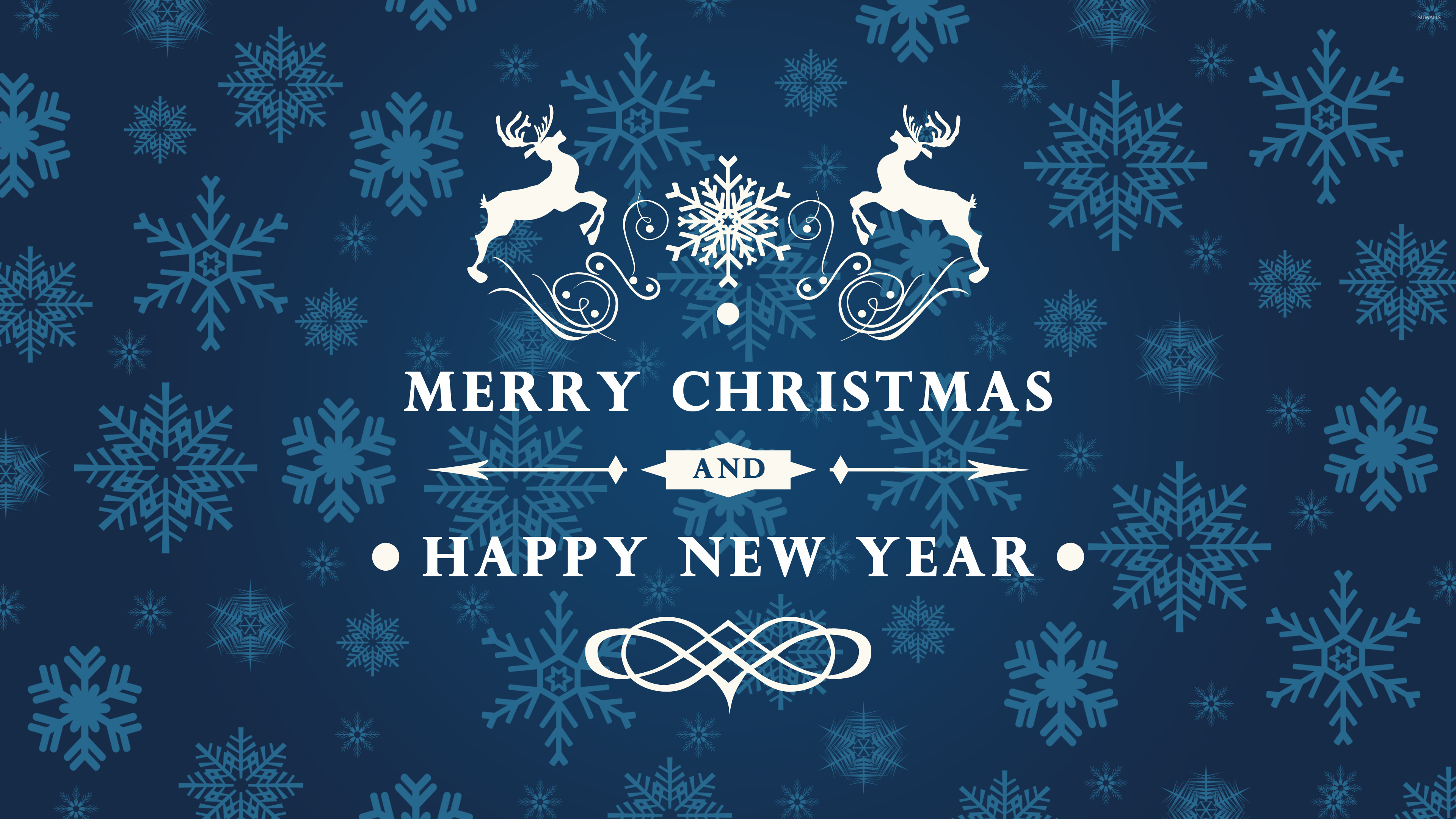 Reindeer Wishing You Merry Christmas Wallpaper Holiday