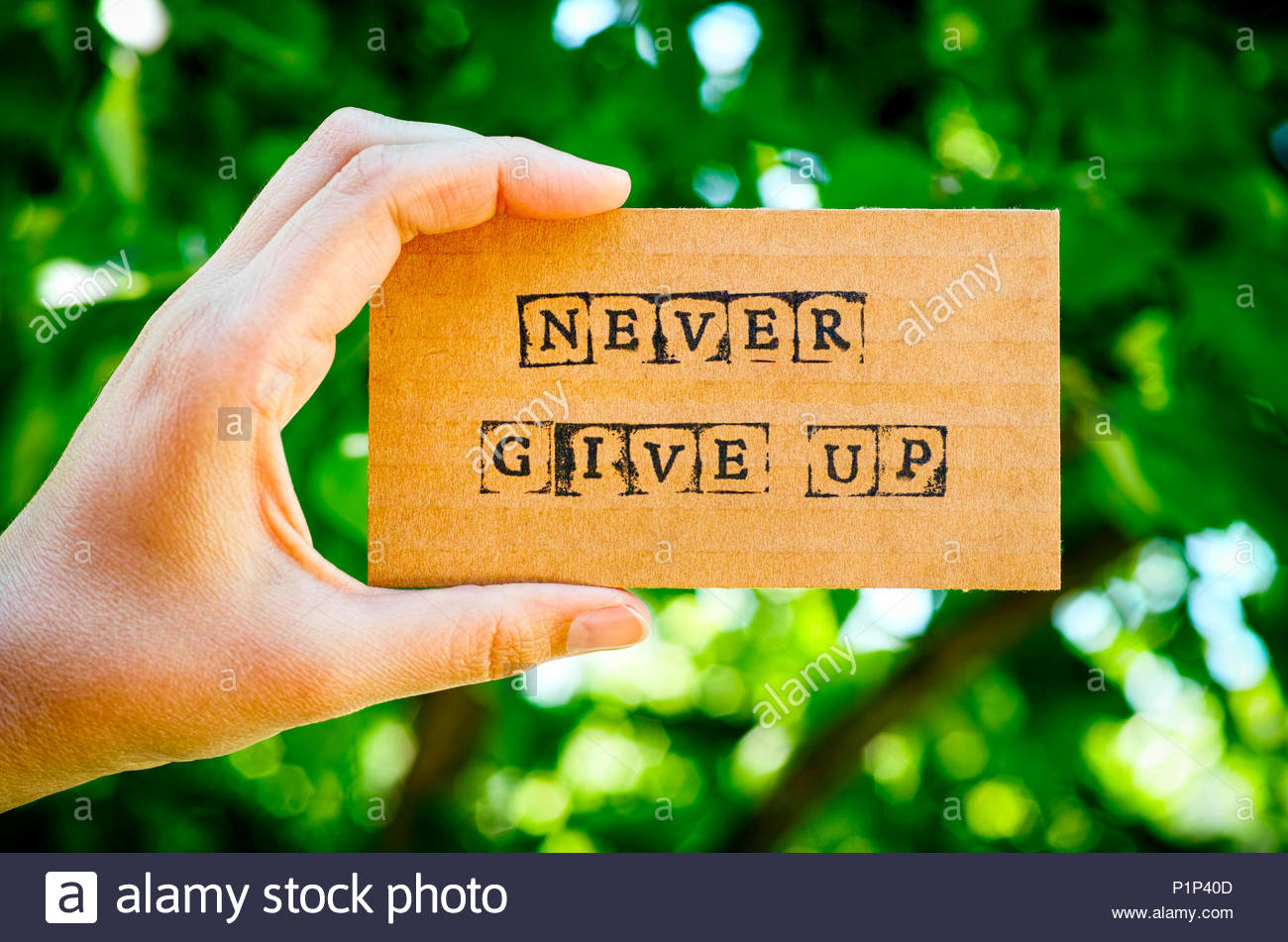 Never Give Up High Resolution Stock Photography and Images