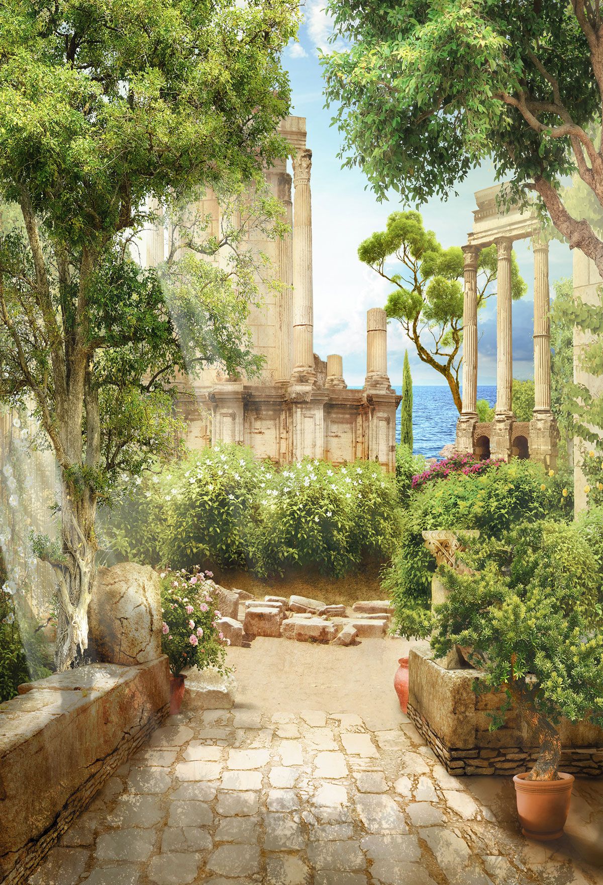 Ancient Greek Courtyard Myths Backdrop