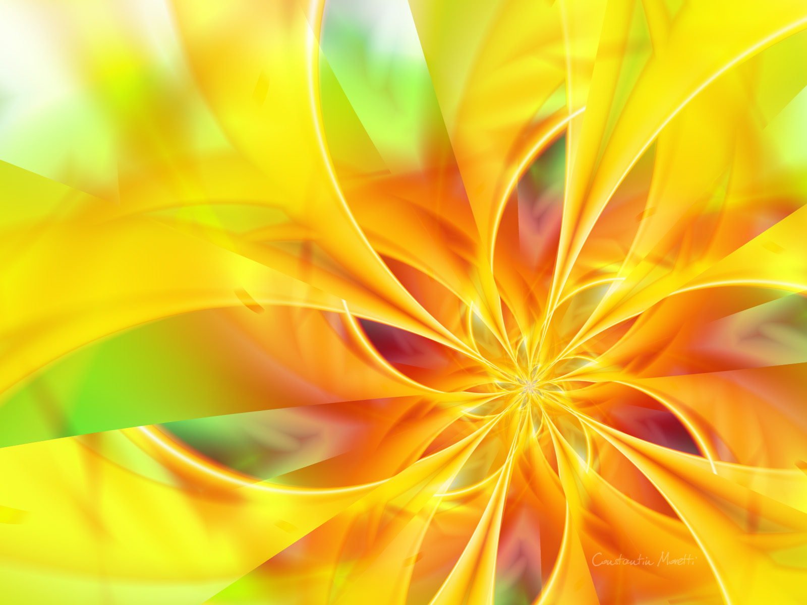 Abstract yellow flower fractal art wallpaper