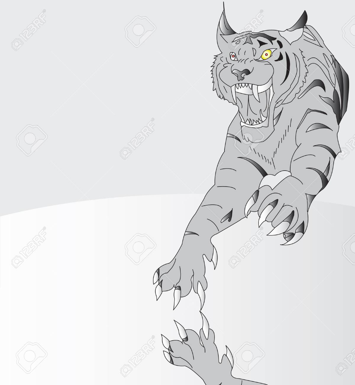 Spring Elastic Tiger Flippy Picture On A Grey Background Royalty