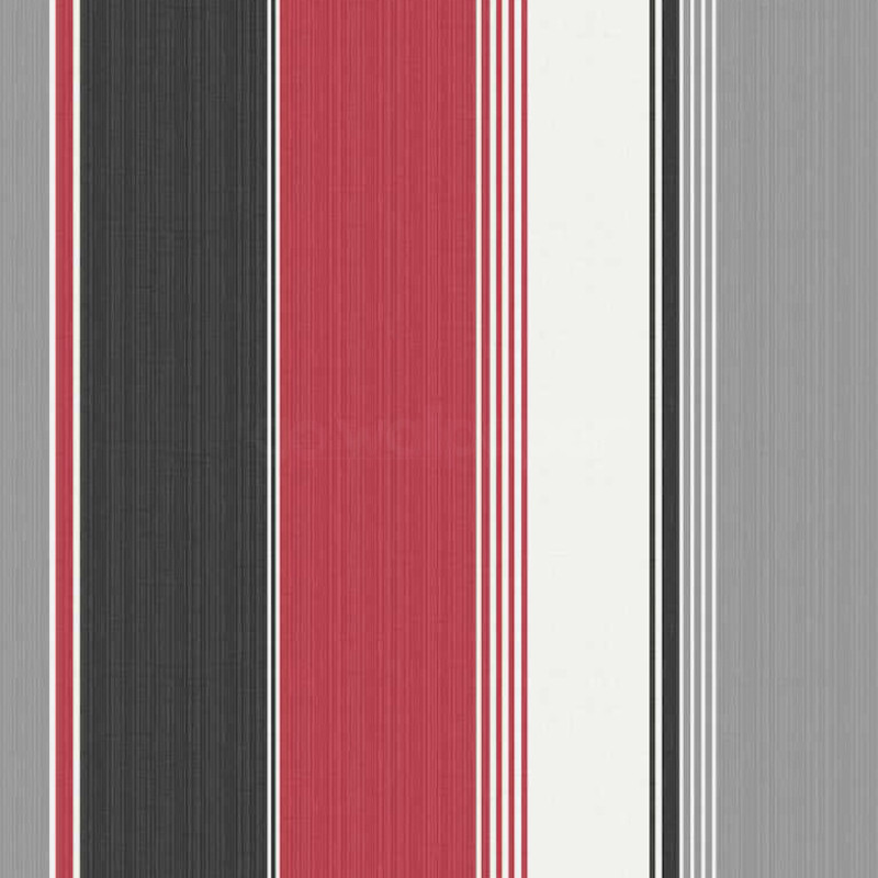 Debona Stripe Red Black Silver Wallpaper