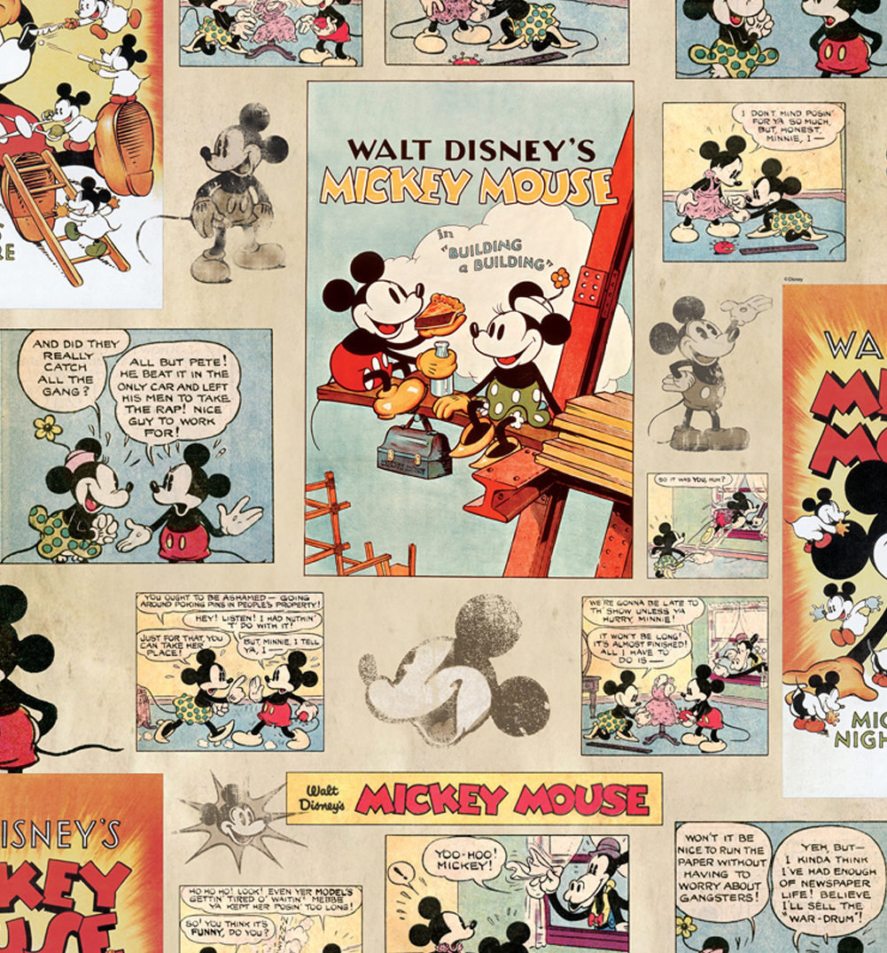 Mickey Mouse Vintage Wallpaper 52cm X 10m From Graham Brown