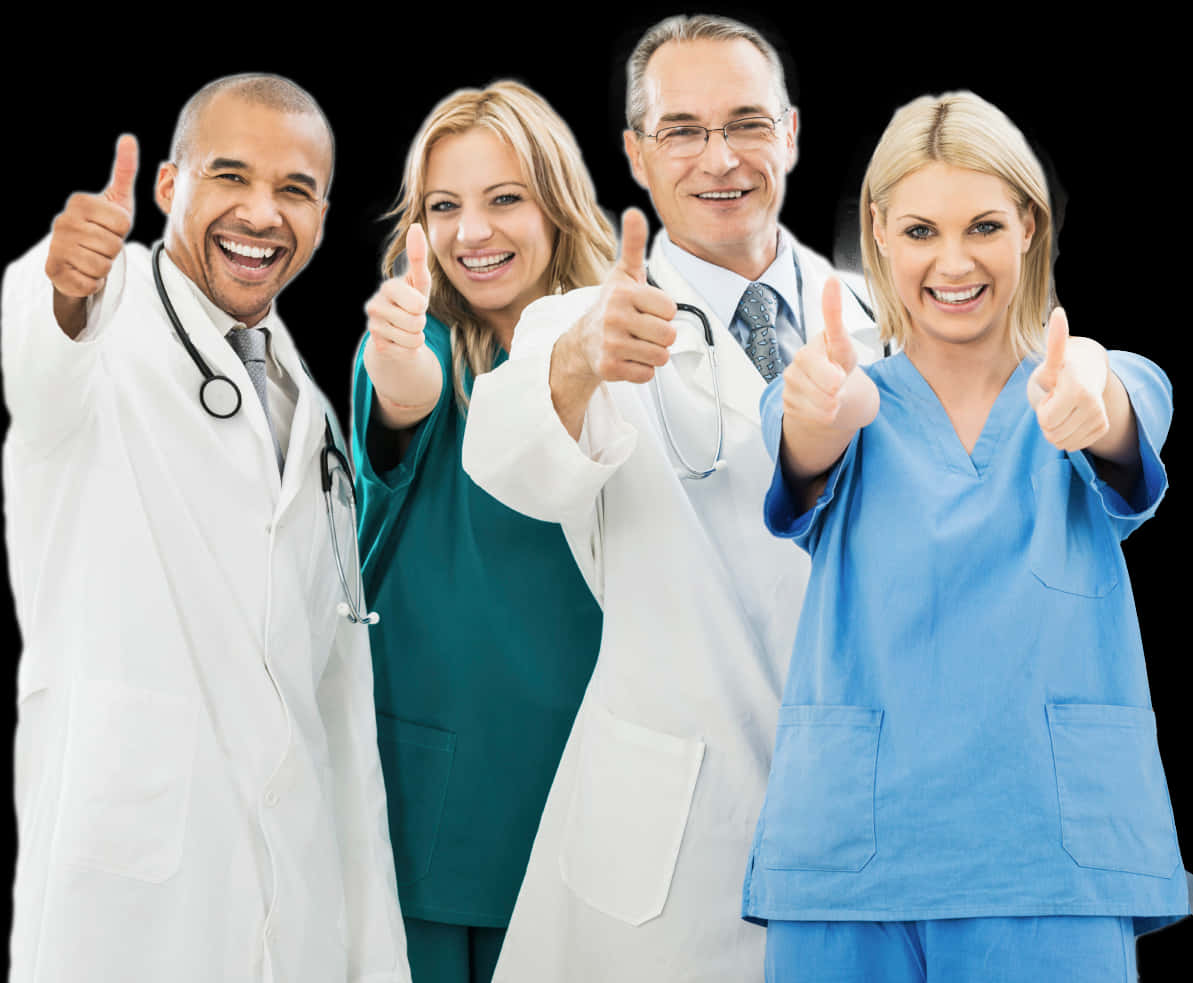 Happy Medical Team Thumbs Up Wallpaper