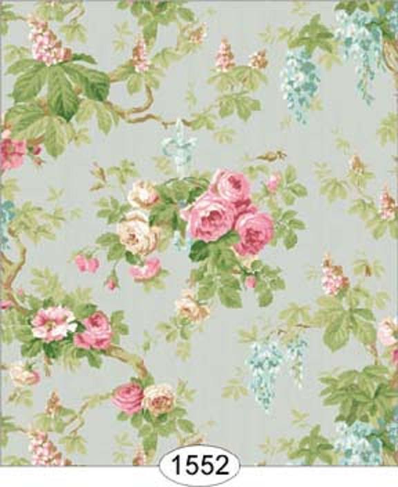 Details About Dollhouse Miniature Wallpaper Wisteria In Dusty Blue