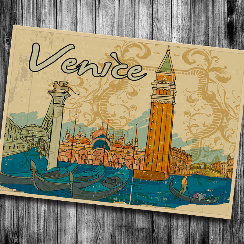 Venice Classic Building Vintage Poster Wall Sticker