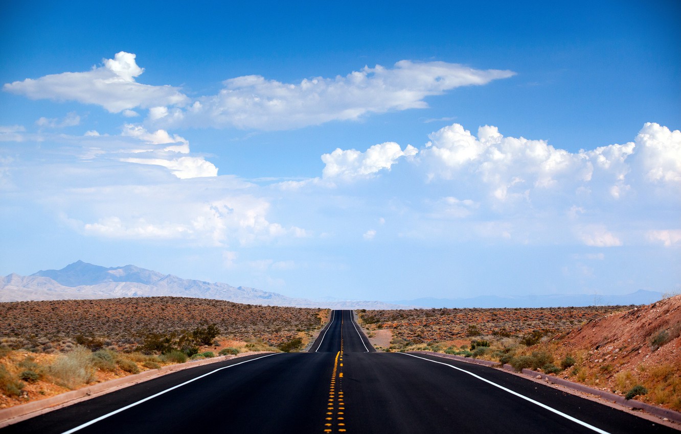 Wallpaper Road Clouds Desert Nevada Usa Image For Desktop