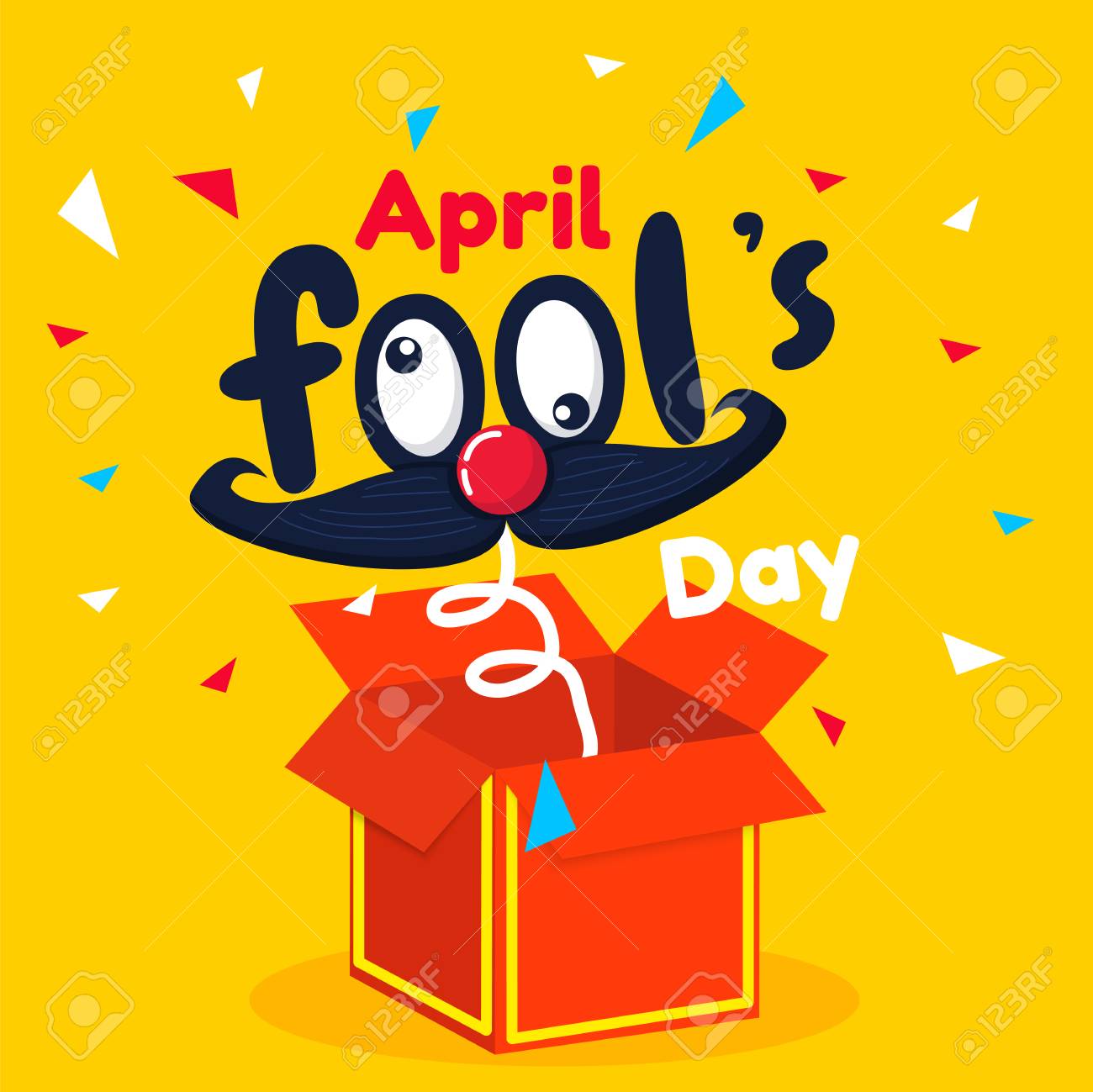April Fool S Day Text And Funny Red Box Vector Background Or