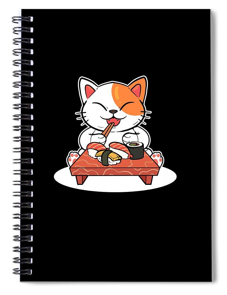 Cute Sushi Cat Ramen Japanese Anime Kitten Manga Spiral Notebook