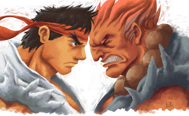 SF Ryu vs Akuma by ZEBES on
