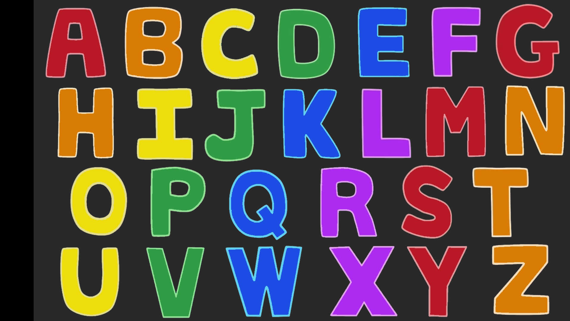 Colorful Alphabets On A Black Background Wallpaper