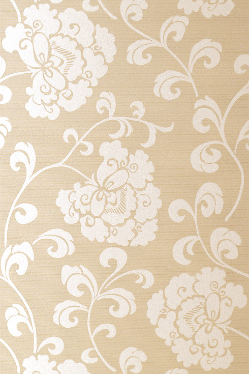French Wallpaper Glamour Regal Silver Mica On Beige