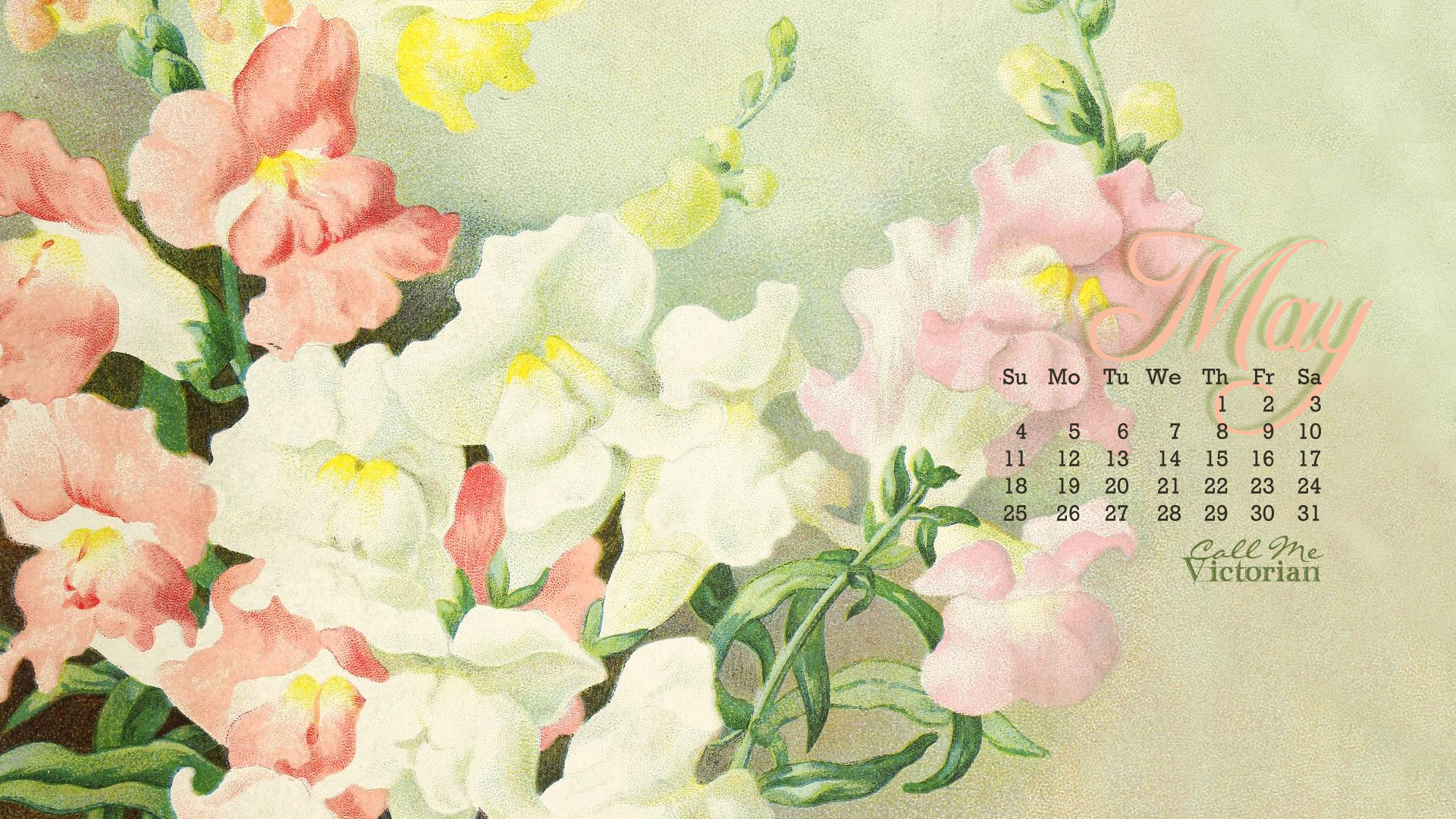 May 2014 Desktop Calendar Wallpaper Call Me Victorian 1920x1080