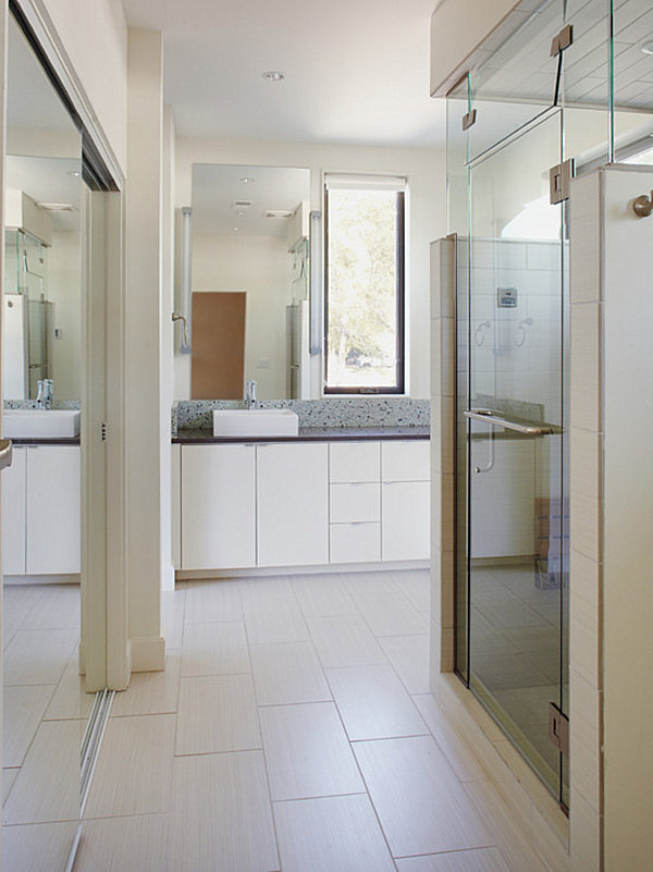 Bathroom With Mirrored Closets Closet Doors In The