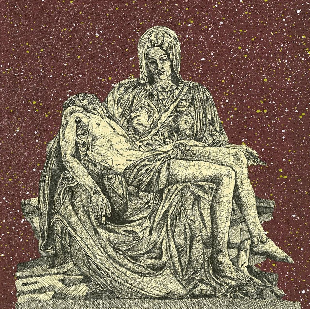 Pop Michelangelos Pieta On Red Background Poster Print By Fabio