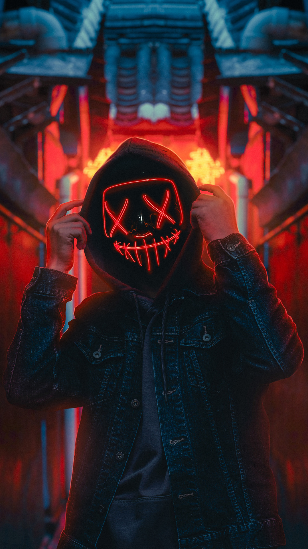 Hoodie Guy Red Neon Light 4k iPhone 6s Plus Pixel Xl One 3t HD Wallpaper