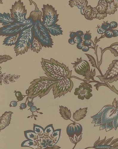 Pierre Deux Large French Country Tieldras Floral Toile Wallpaper Brown