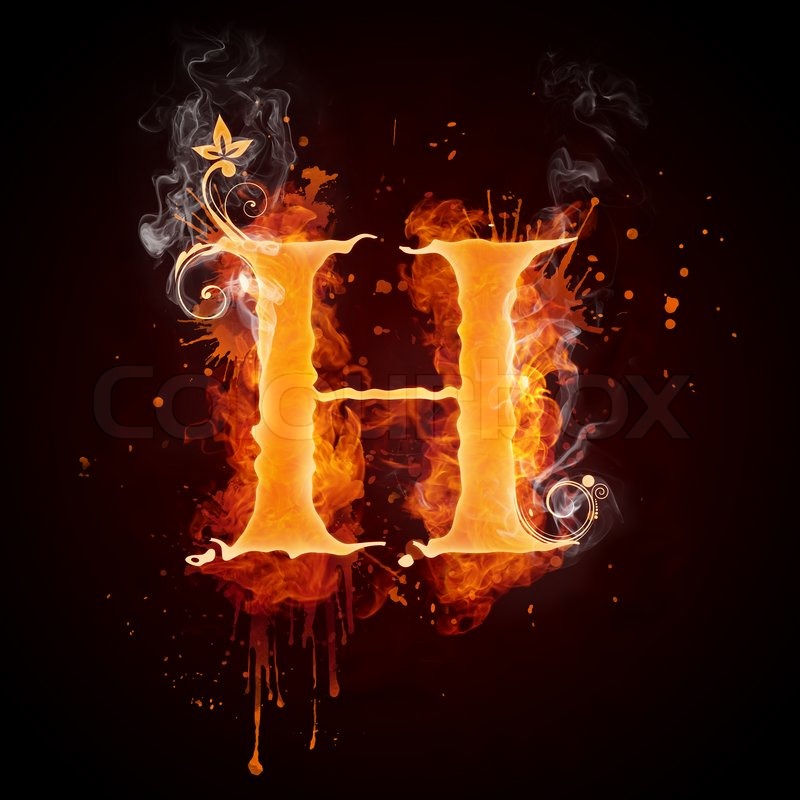 Fire Swirl Letter H Isolated On Black Background Computer Design HD