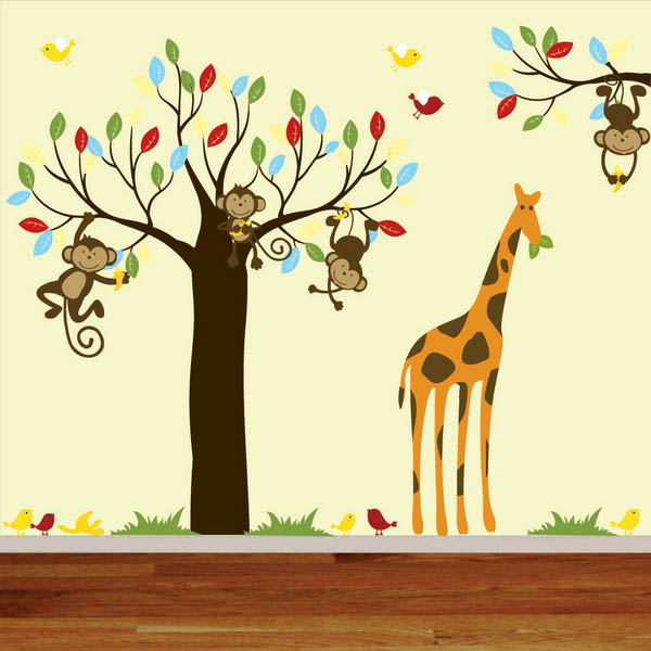 Wallpaper and wall stickers for kids rooms Africa themed decor ideas 600x600