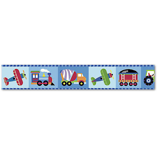Discontinued Olive Kids Trains Planes and Trucks Wallpaper Border 536x536
