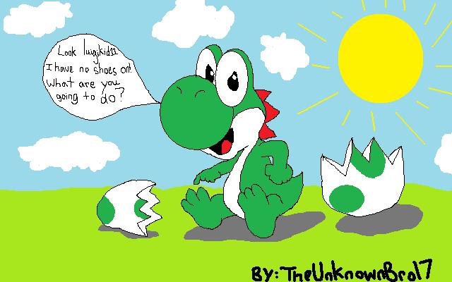 Baby Yoshi With No Boots By Theunknownbro17