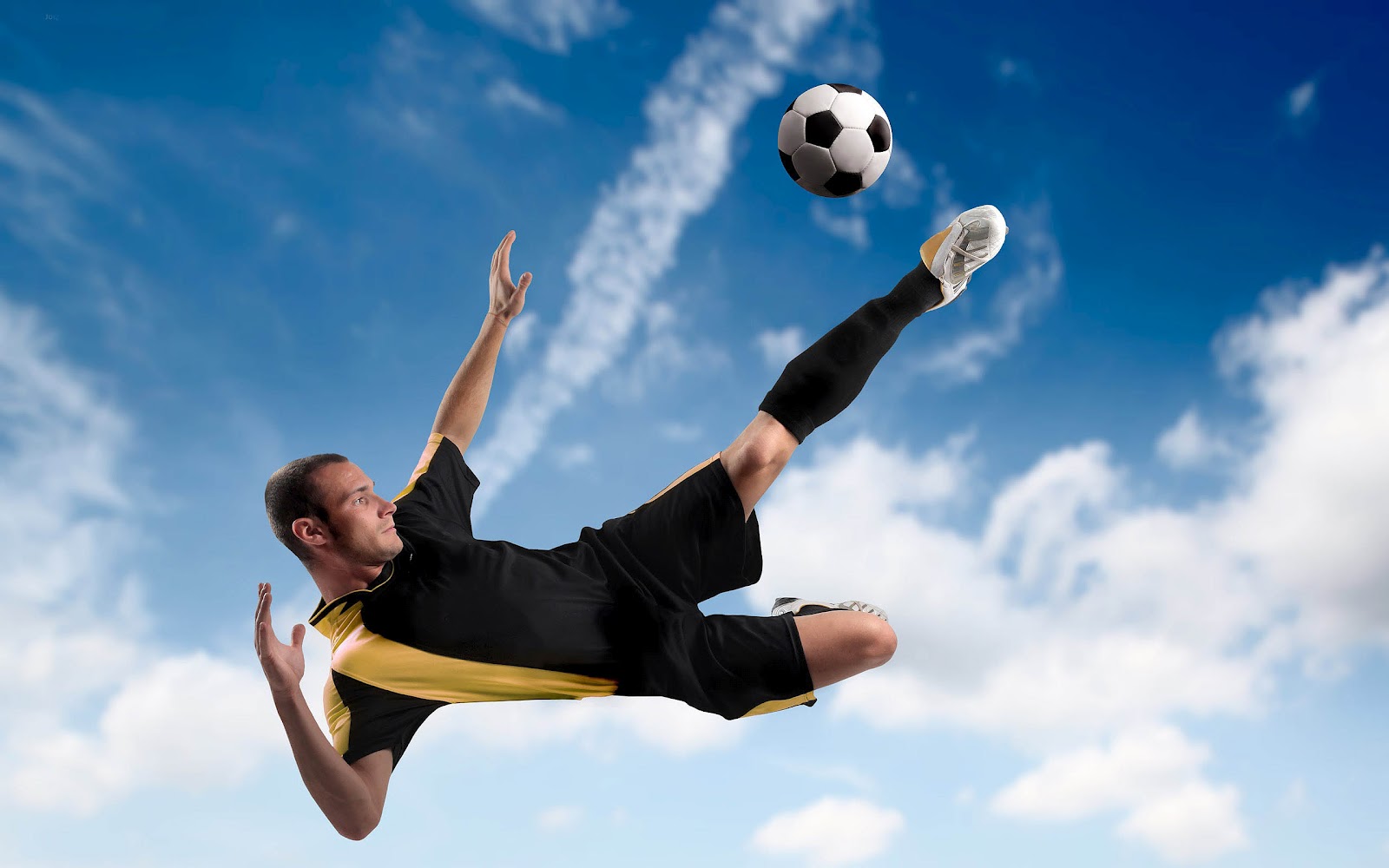 Soccer Football Wallpaper Player Jumping Sky Beautiful