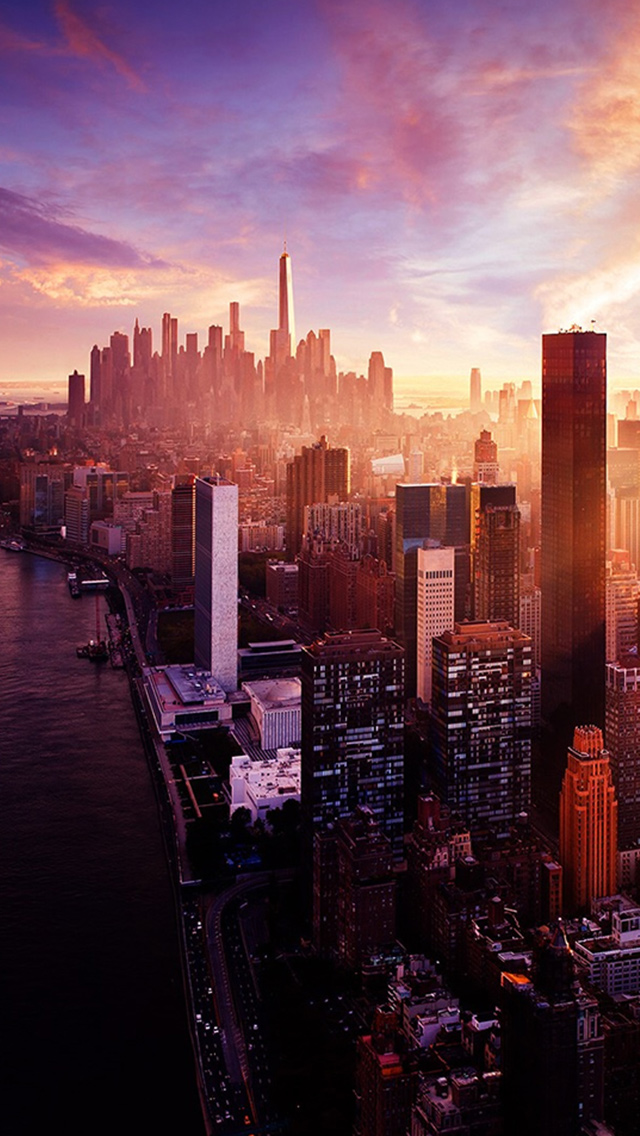 New York Sunset City Skyline iPhone Wallpaper