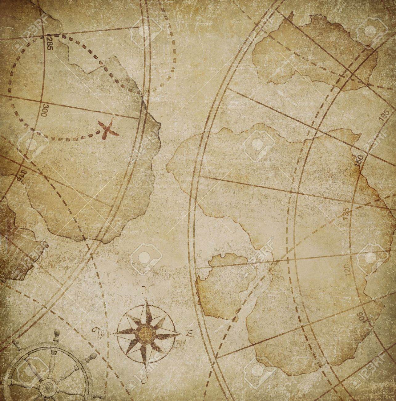Aged Nautical Pirates Map Background Stock Photo Picture And