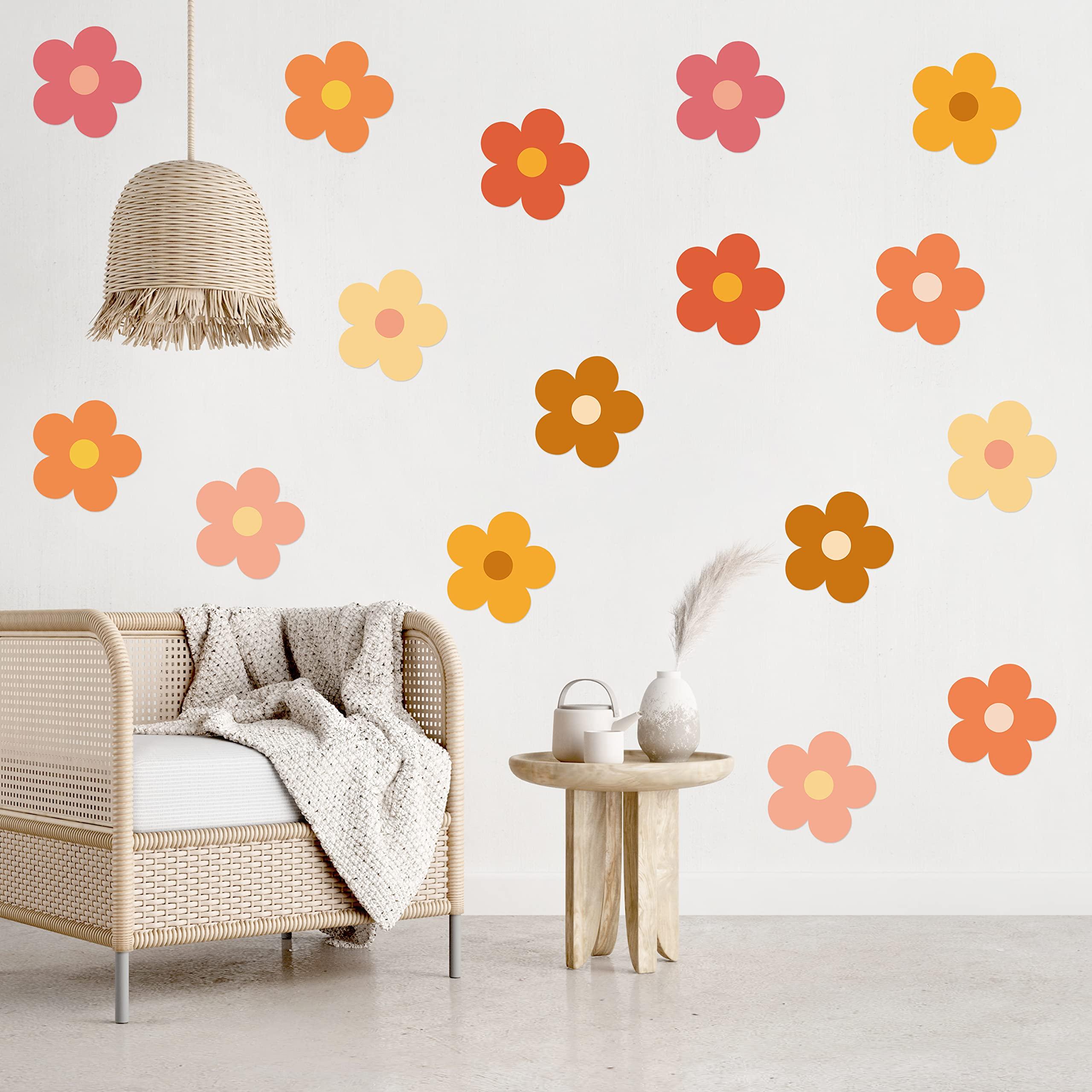 Amazon A1diee 16pcs Groovy Retro Hippie Flowers Wall Decal