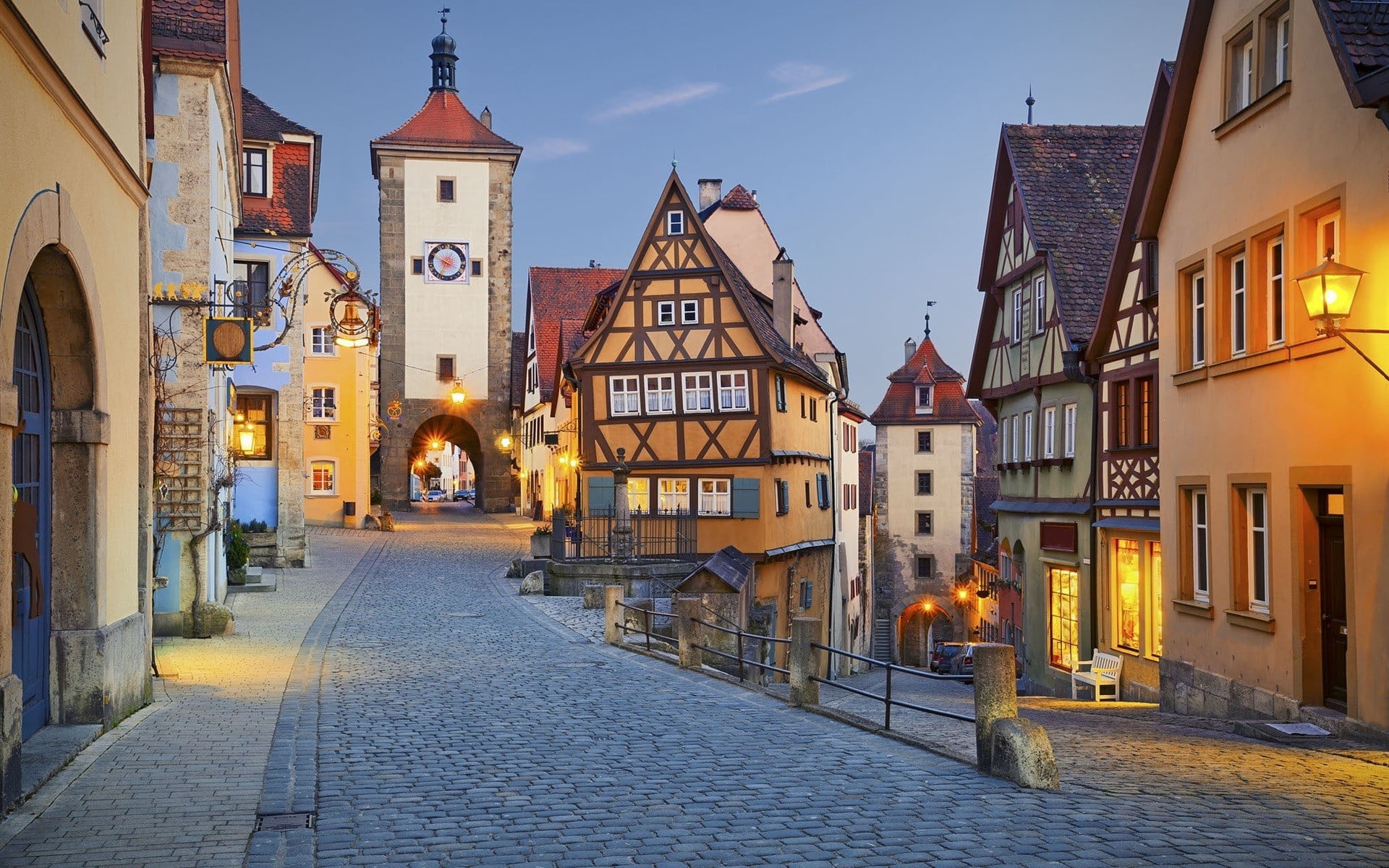 Brown Concrete Houses Rothenburg Germany House Road HD