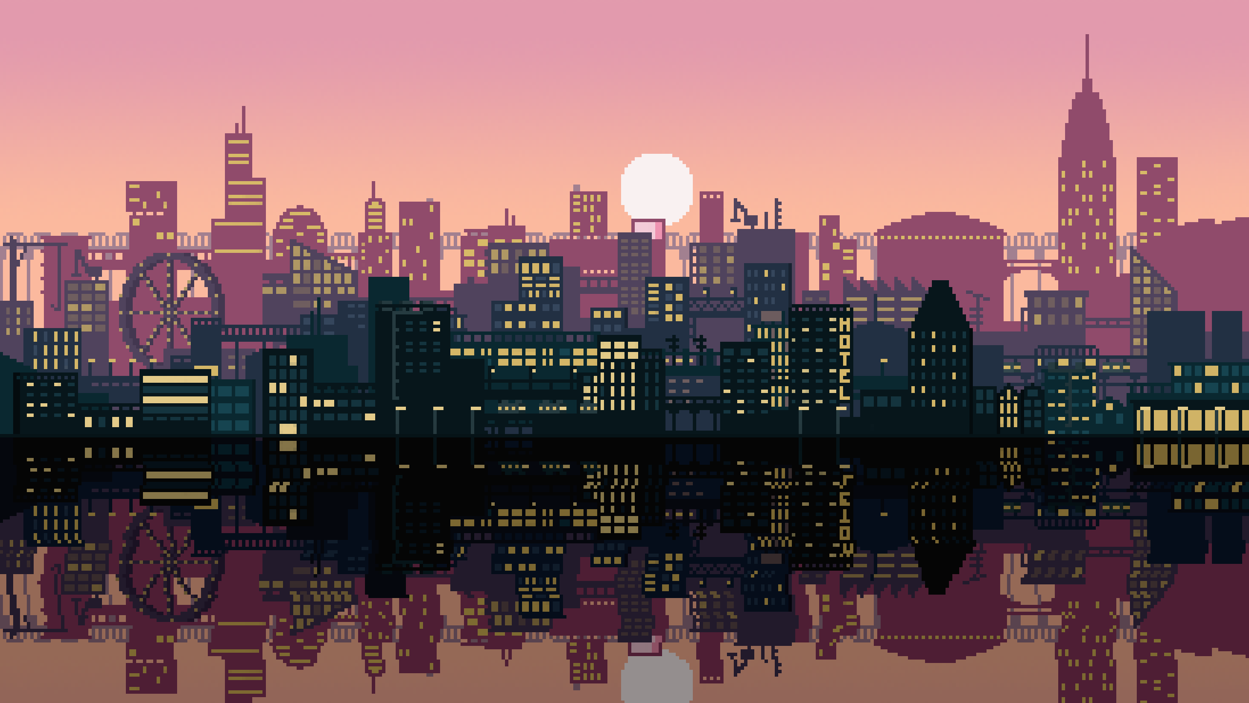 Pixel Art City Wallpaper