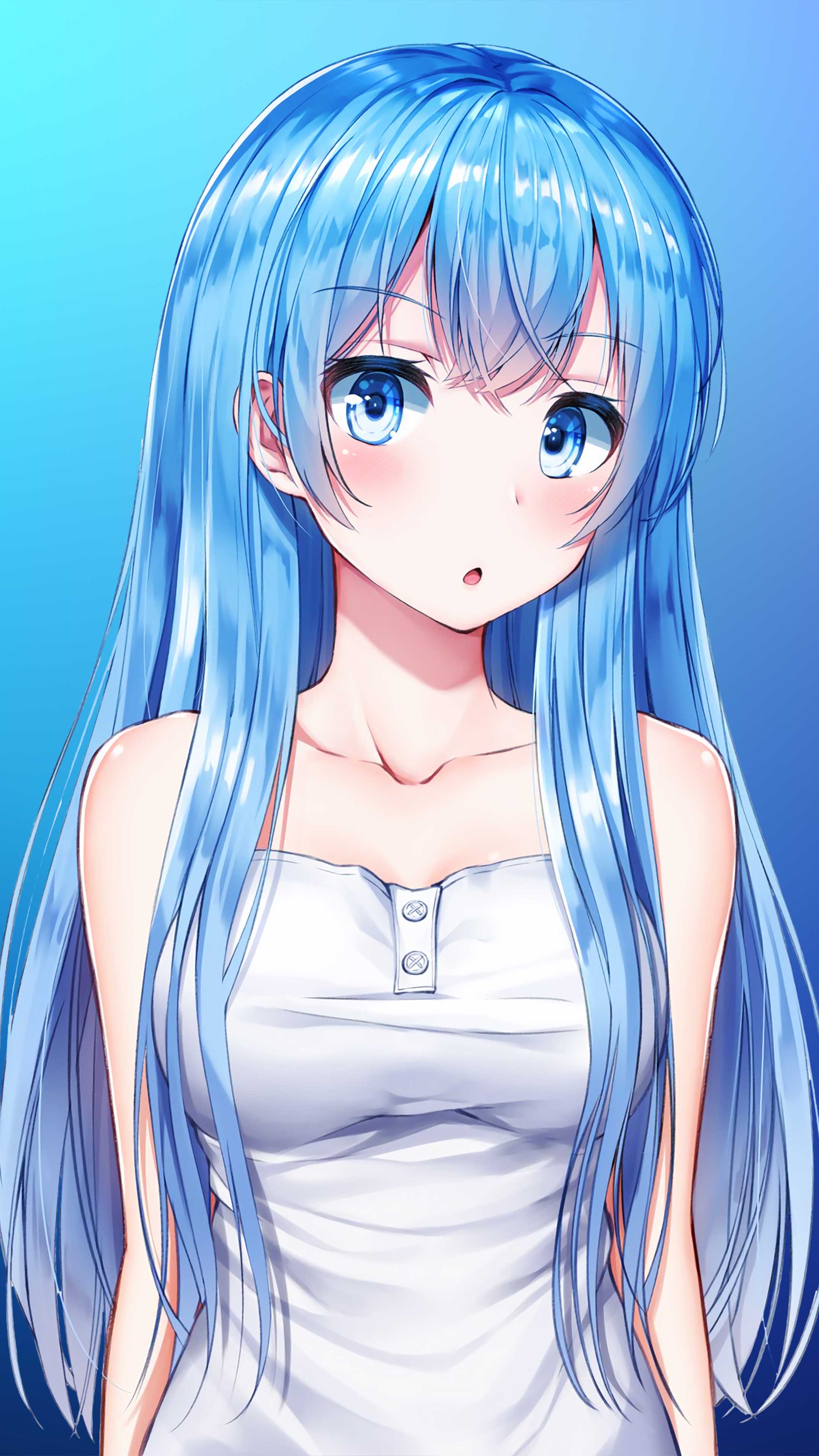 Anime Girl Blue Hair Eye 4k Ultra HD Mobile Wallpaper