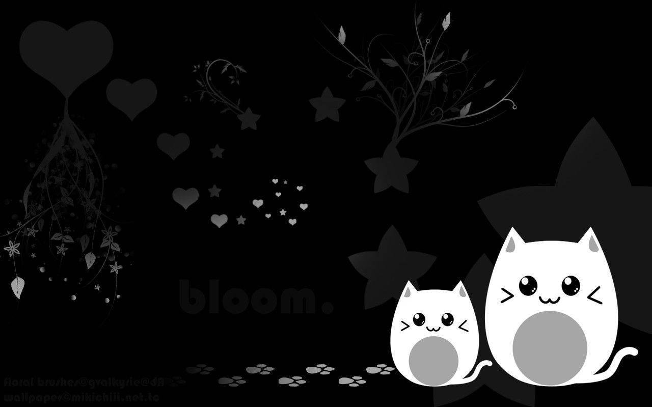 Cute Cats On Black Aesthetic Wallpaper
