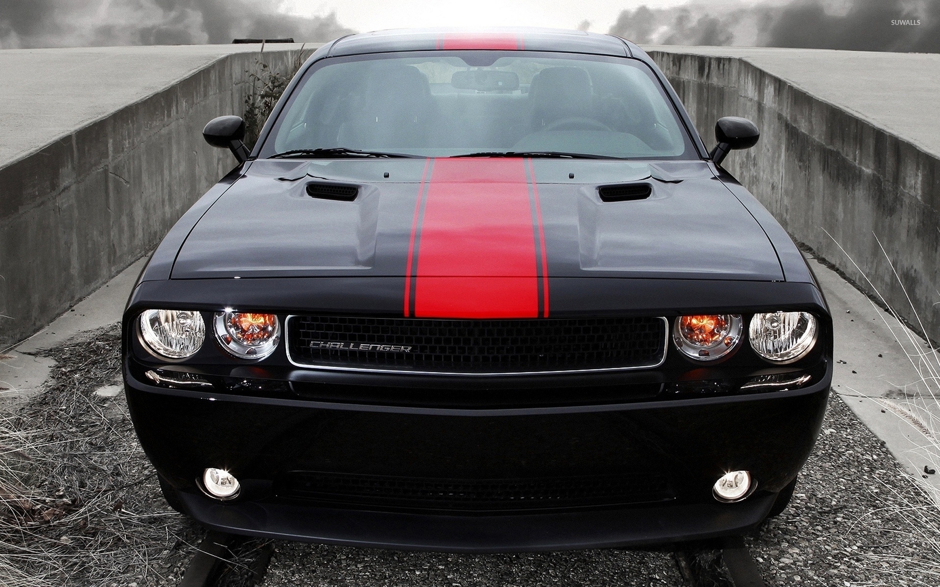 Black Dodge Challenger Front Wallpaper Car
