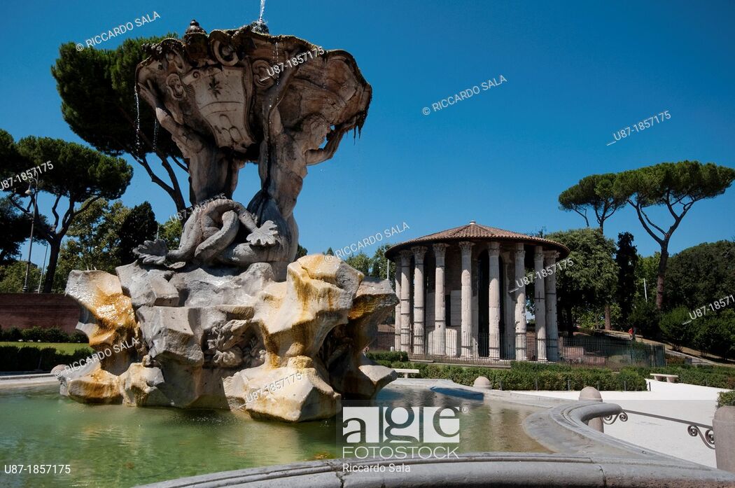 Italy Lazio Rome Bocca Della Verit Square Triton Fountain By