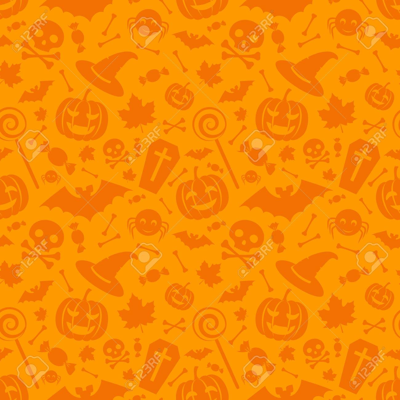 Halloween Orange Festive Seamless Pattern Endless Background