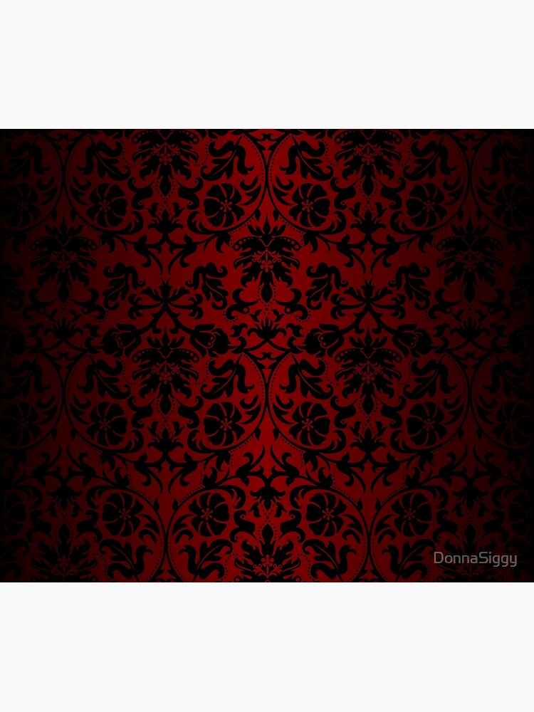 Dark Red and Black Damask Pattern Duvet Cover for Sale by