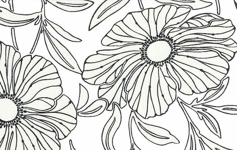 Kenh James Modern Pearlized Black White Floral Wallpaper Rolls
