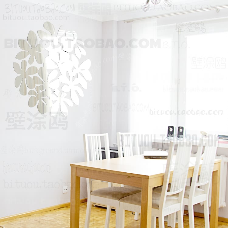 Plant Flower Petal Sakura Acrylic Adhesive Design Mirror Wall Paper