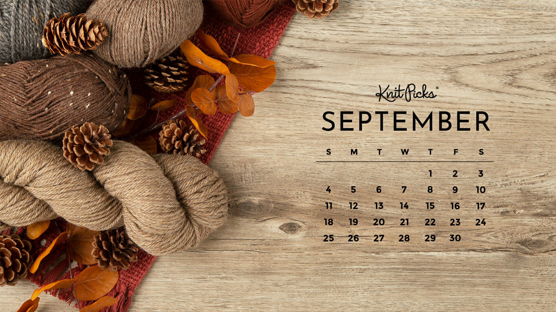 Free Downloadable September 2022 Calendar   KnitPicks Staff 1920x1079